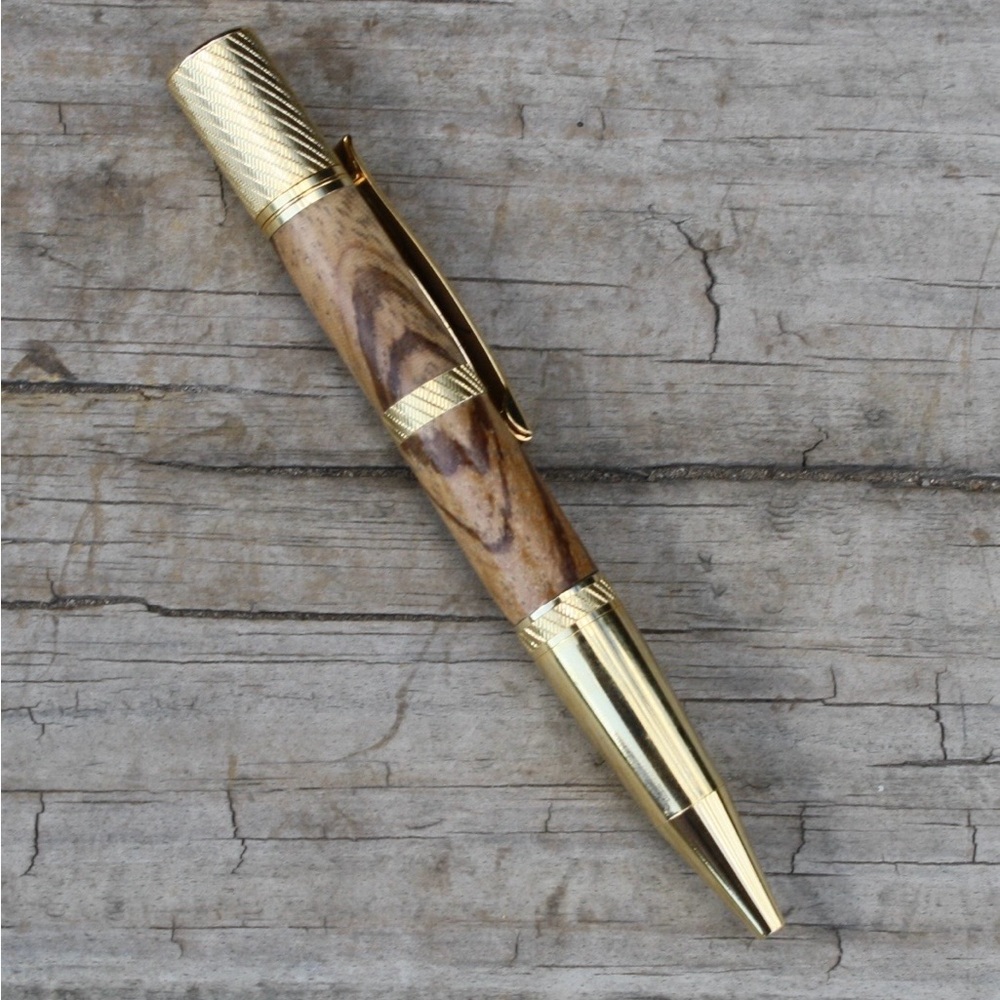 Handmade Zebra Wood Twist Pen With 24K Gold Plating